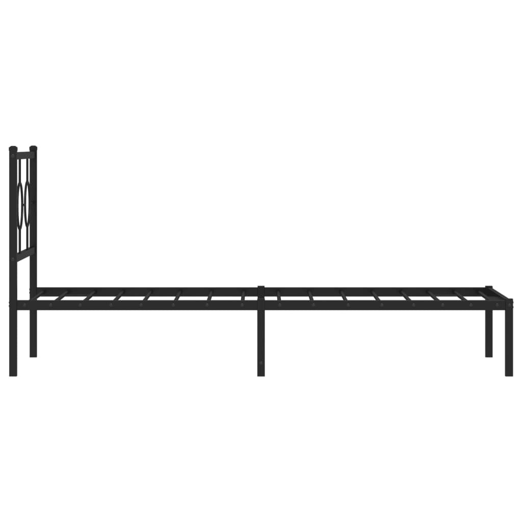Metal Bed Frame without Mattress with Headboard Black 80x200cm