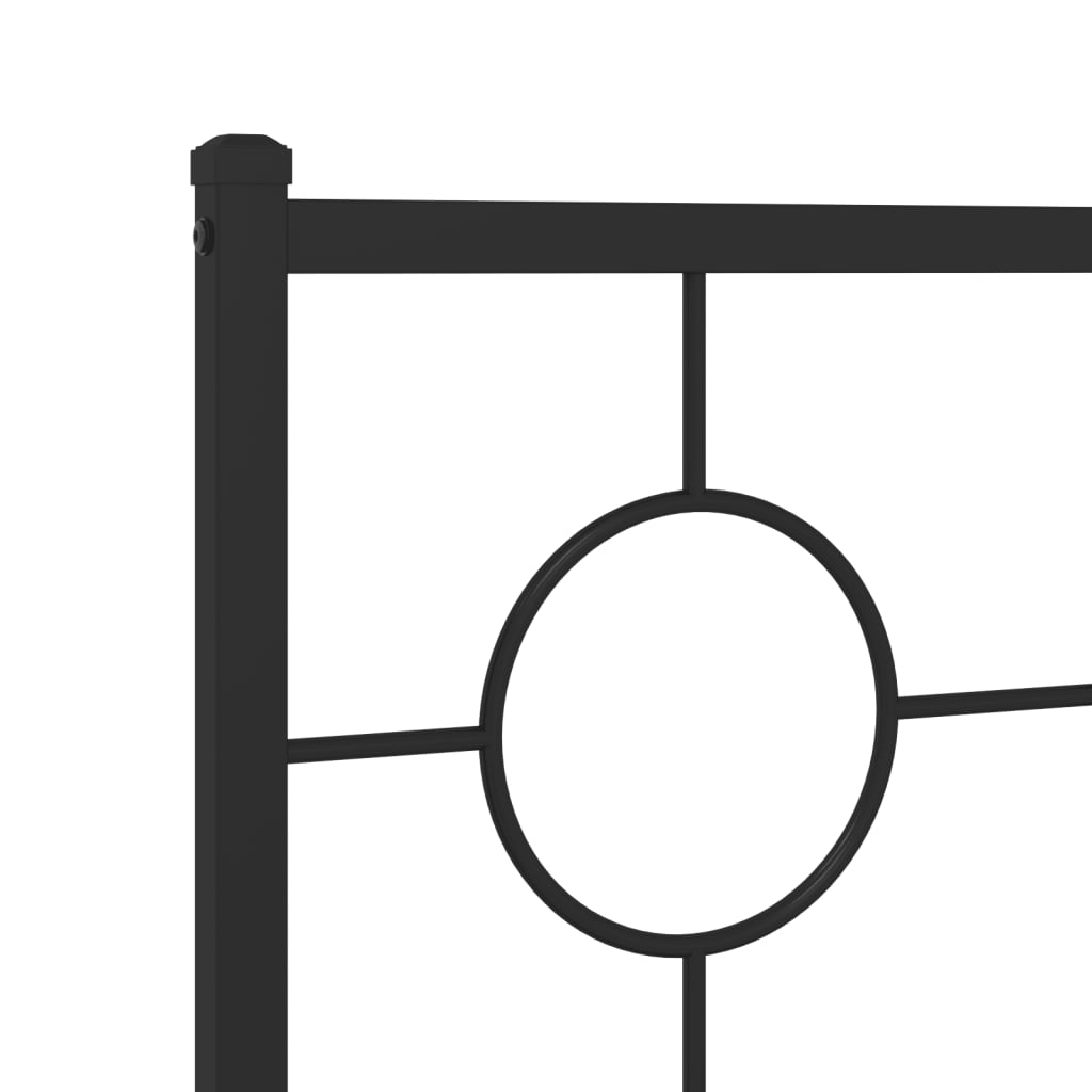 Metal Bed Frame without Mattress with Headboard Black 80x200cm