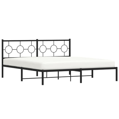 Metal Bed Frame without Mattress with Headboard Black 180x200cm
