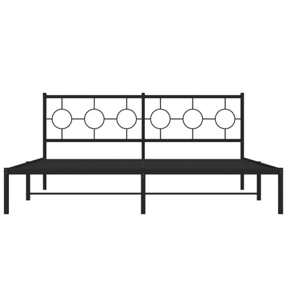 Metal Bed Frame without Mattress with Headboard Black 180x200cm