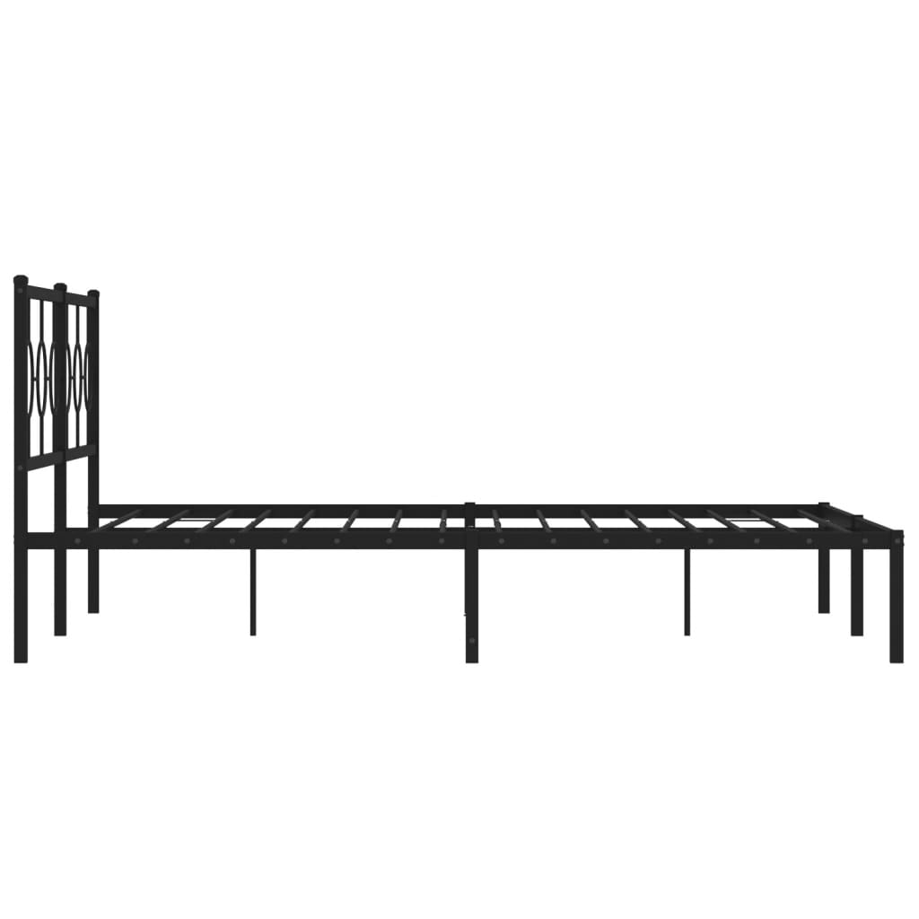Metal Bed Frame without Mattress with Headboard Black 180x200cm