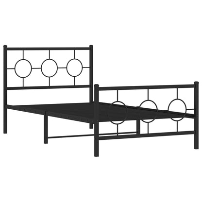Metal Bed Frame without Mattress with Footboard Black 100x200cm