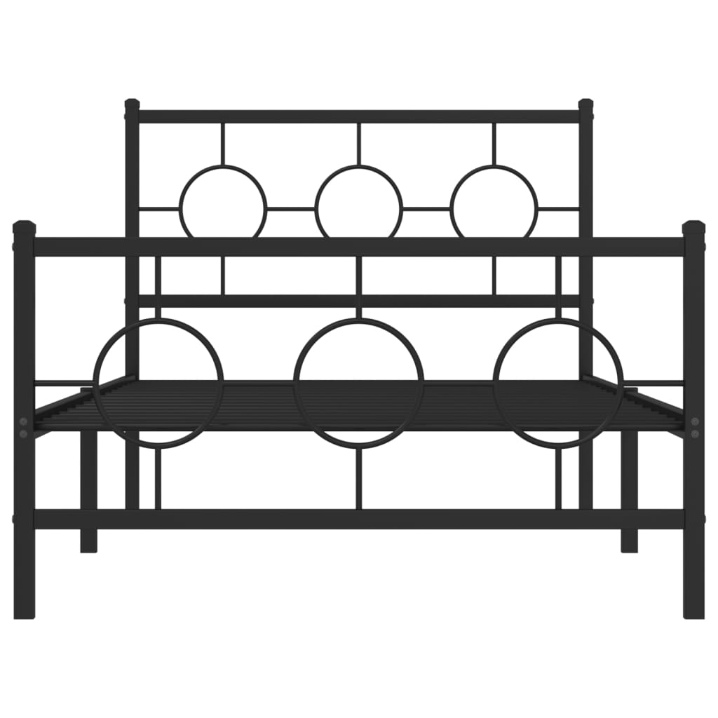 Metal Bed Frame without Mattress with Footboard Black 100x200cm