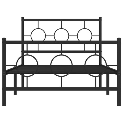 Metal Bed Frame without Mattress with Footboard Black 100x200cm