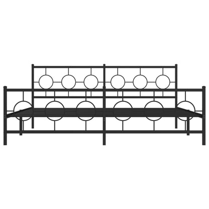 Metal Bed Frame without Mattress with Footboard Black 193x203cm