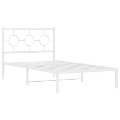 Metal Bed Frame without Mattress with Headboard White 100x200cm