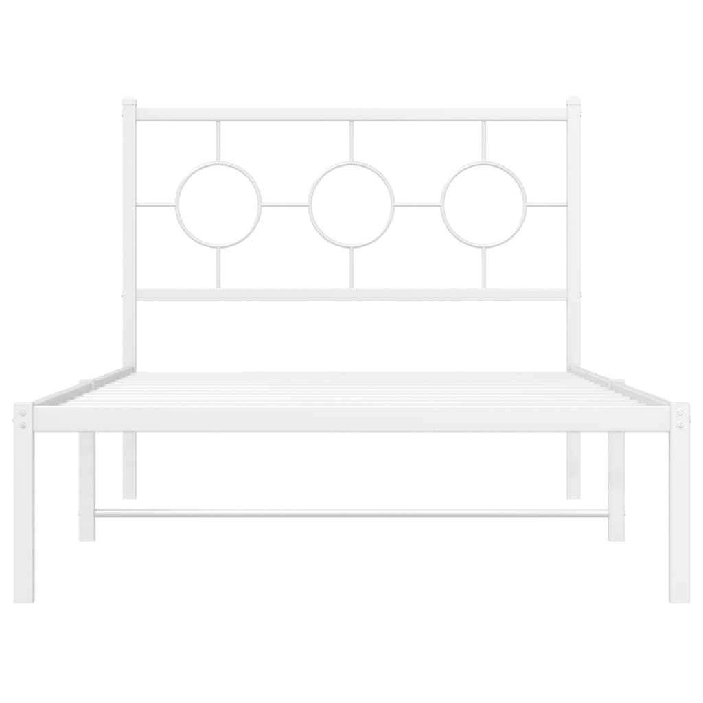 Metal Bed Frame without Mattress with Headboard White 100x200cm