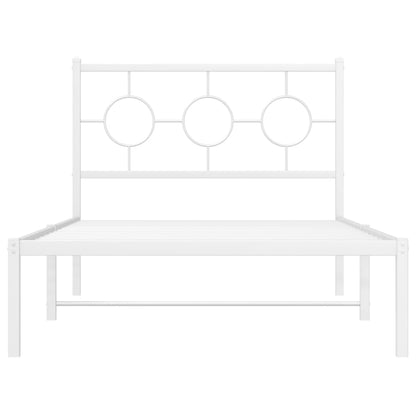 Metal Bed Frame without Mattress with Headboard White 100x200cm