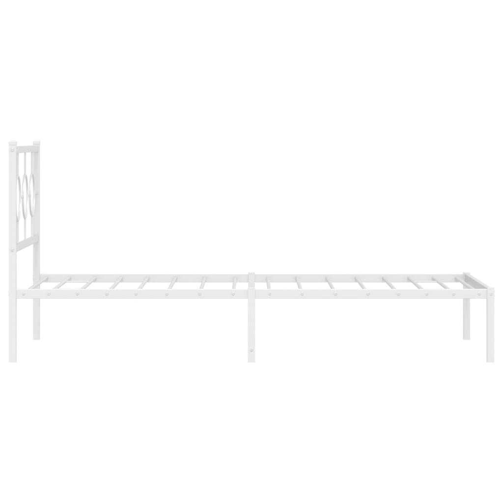 Metal Bed Frame without Mattress with Headboard White 100x200cm