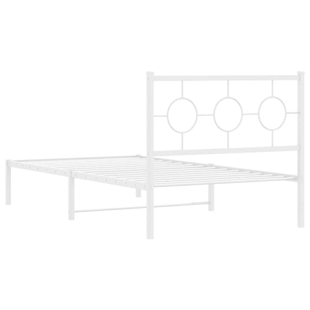 Metal Bed Frame without Mattress with Headboard White 100x200cm