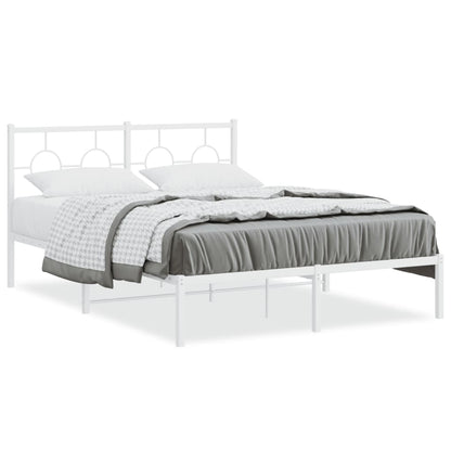 Metal Bed Frame without Mattress with Headboard White 140x200cm
