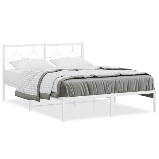 Metal Bed Frame without Mattress with Headboard White 140x200cm
