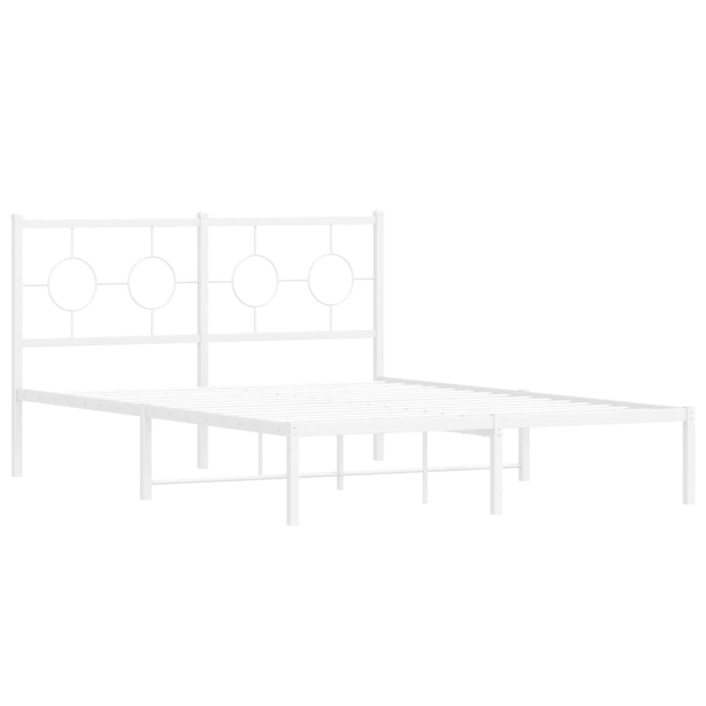 Metal Bed Frame without Mattress with Headboard White 140x200cm