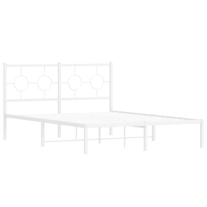 Metal Bed Frame without Mattress with Headboard White 140x200cm