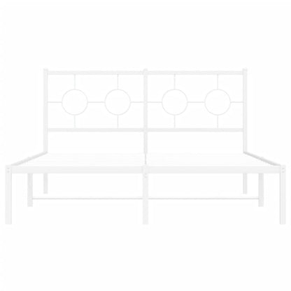 Metal Bed Frame without Mattress with Headboard White 140x200cm