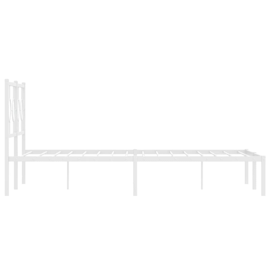 Metal Bed Frame without Mattress with Headboard White 140x200cm