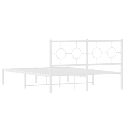 Metal Bed Frame without Mattress with Headboard White 140x200cm