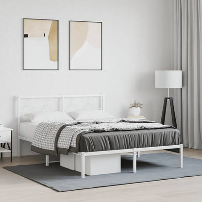 Metal Bed Frame without Mattress with Headboard White 140x200cm