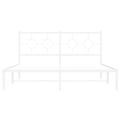 Metal Bed Frame without Mattress with Headboard White 150x200cm