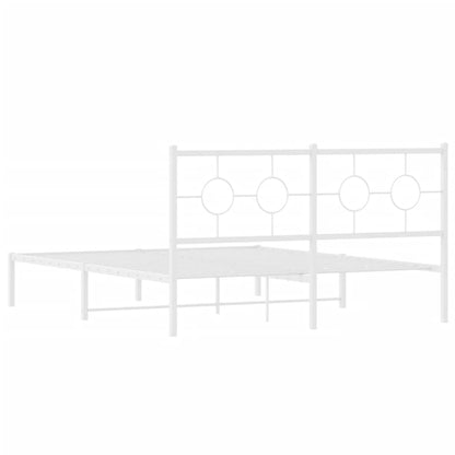 Metal Bed Frame without Mattress with Headboard White 150x200cm