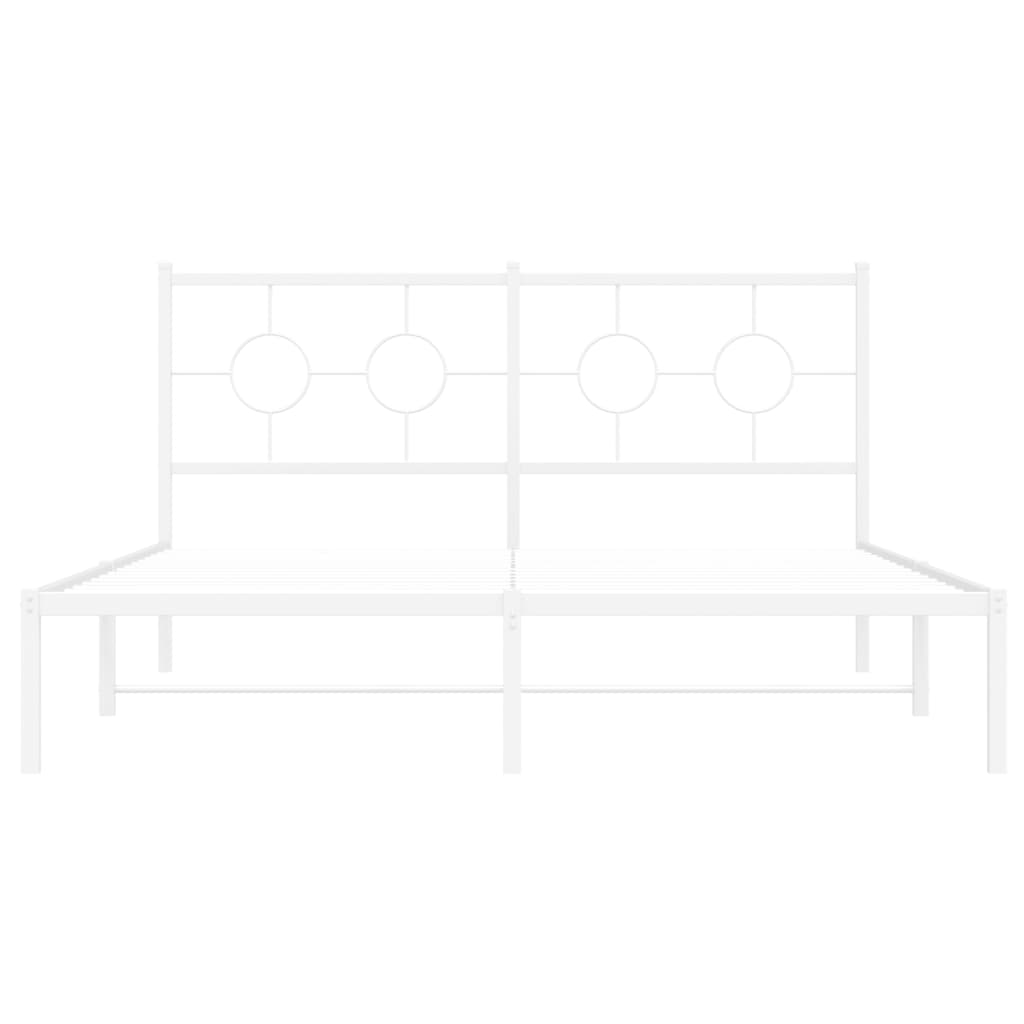 Metal Bed Frame without Mattress with Headboard White 160x200cm
