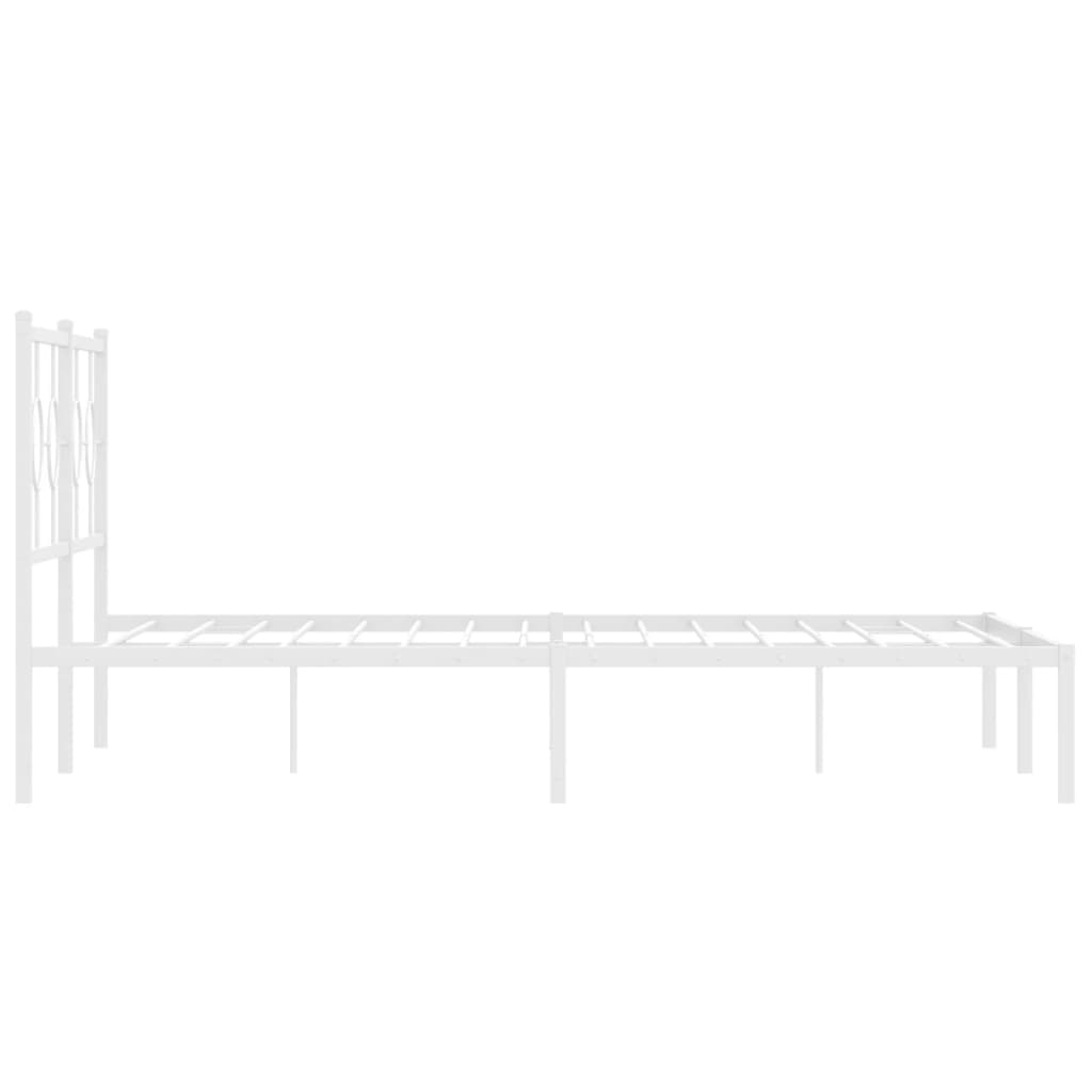 Metal Bed Frame without Mattress with Headboard White 160x200cm