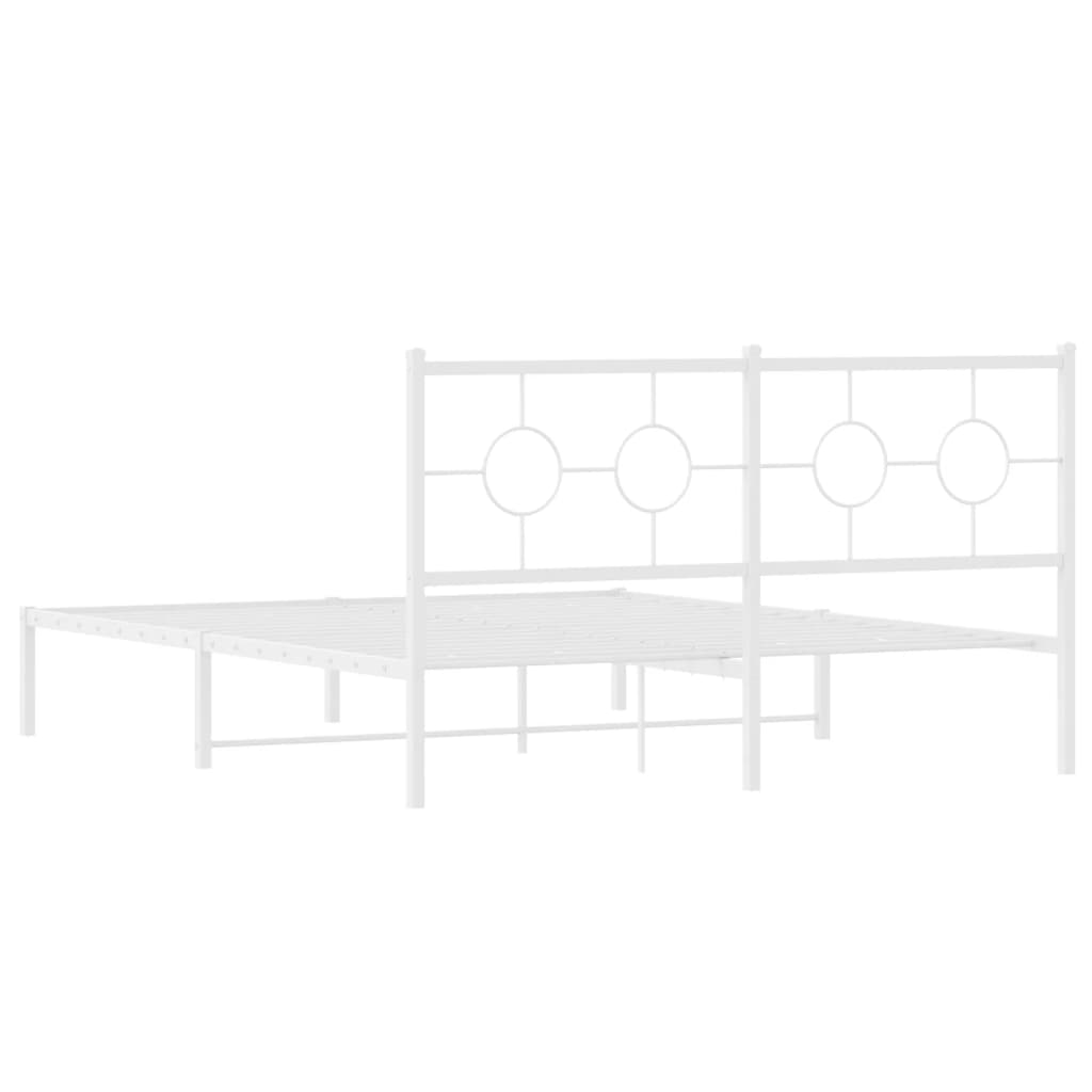 Metal Bed Frame without Mattress with Headboard White 160x200cm