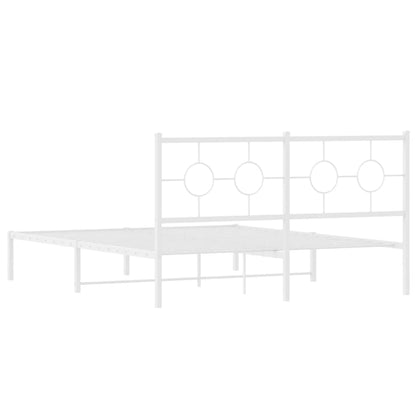 Metal Bed Frame without Mattress with Headboard White 160x200cm