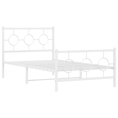 Metal Bed Frame without Mattress with Footboard White 100x200cm