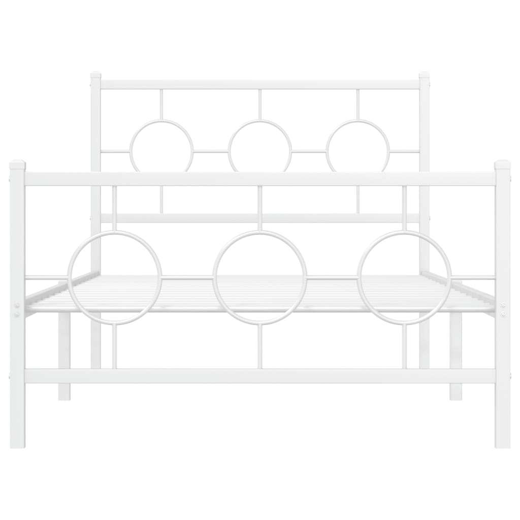 Metal Bed Frame without Mattress with Footboard White 100x200cm