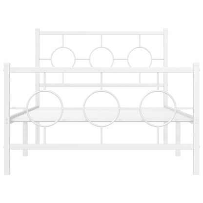 Metal Bed Frame without Mattress with Footboard White 100x200cm