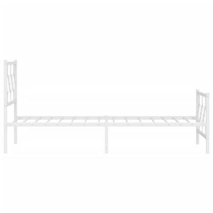 Metal Bed Frame without Mattress with Footboard White 100x200cm