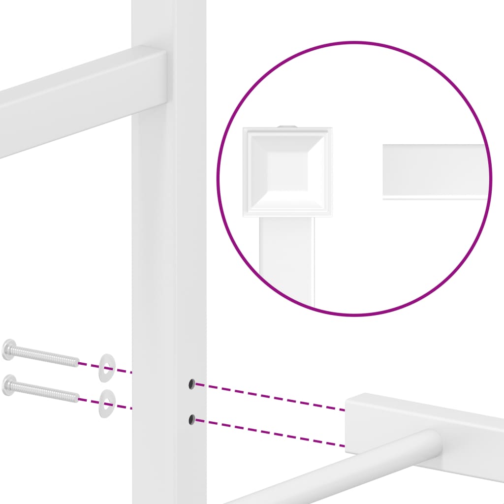 Metal Bed Frame without Mattress with Footboard White 100x200cm