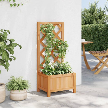 Planter with Trellis Brown 40x30x90 cm Solid Wood Fir