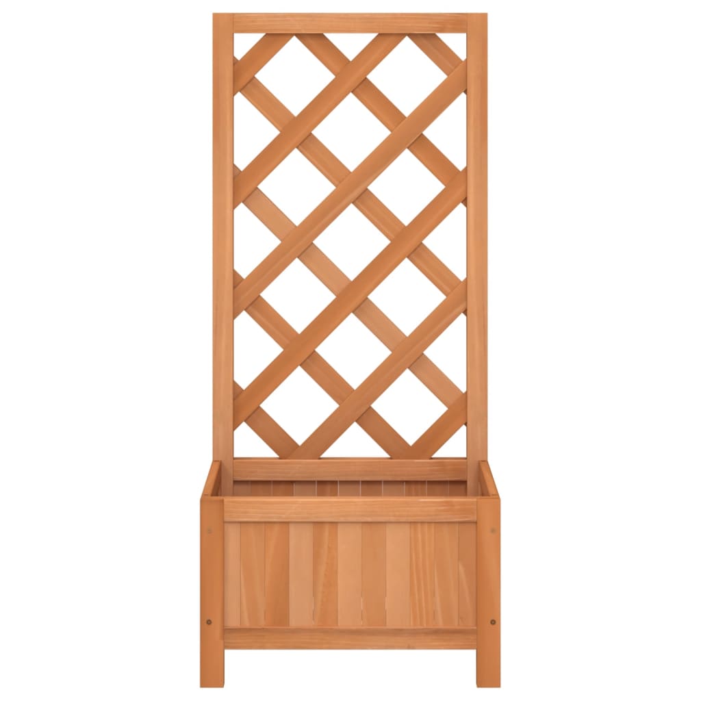 Planter with Trellis Brown 40x30x90 cm Solid Wood Fir
