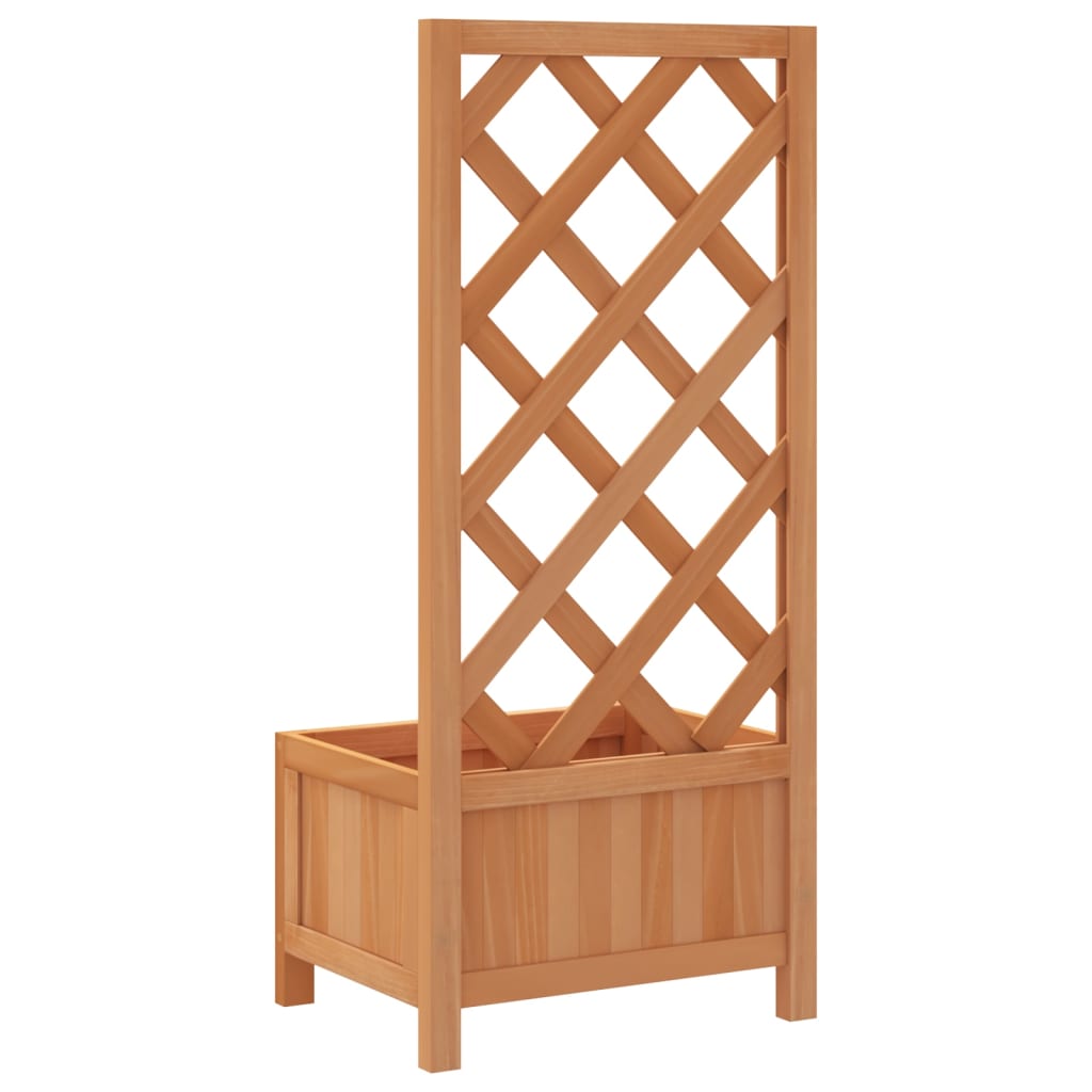 Planter with Trellis Brown 40x30x90 cm Solid Wood Fir