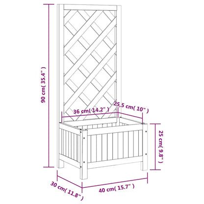 Planter with Trellis Brown 40x30x90 cm Solid Wood Fir