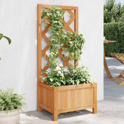 Planter with Trellis Brown 40x30x90 cm Solid Wood Fir