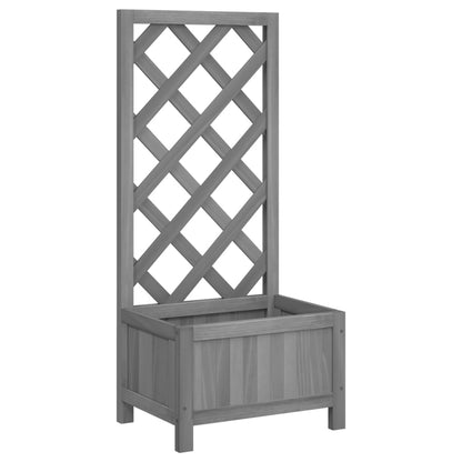 Planter with Trellis Grey 40x30x90 cm Solid Wood Fir