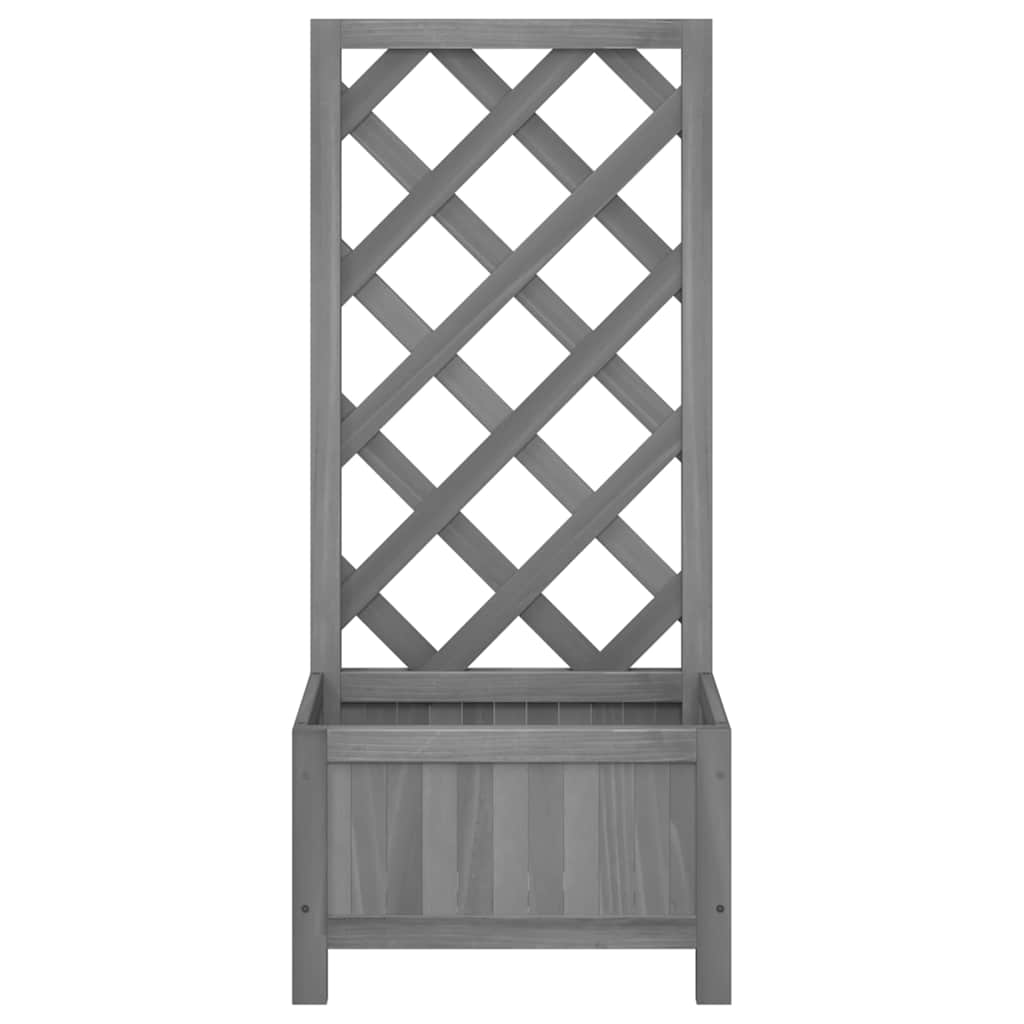 Planter with Trellis Grey 40x30x90 cm Solid Wood Fir