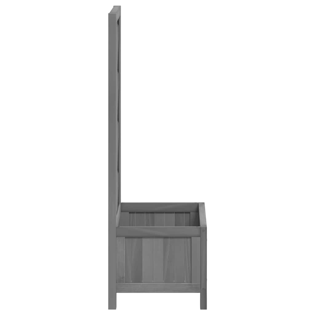Planter with Trellis Grey 40x30x90 cm Solid Wood Fir