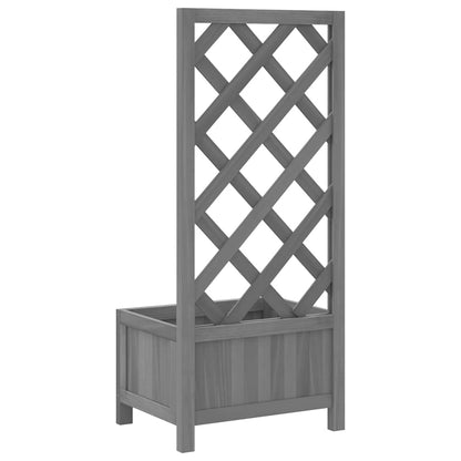 Planter with Trellis Grey 40x30x90 cm Solid Wood Fir