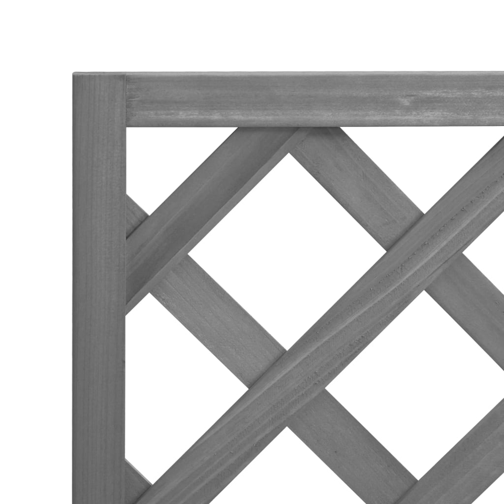 Planter with Trellis Grey 40x30x90 cm Solid Wood Fir