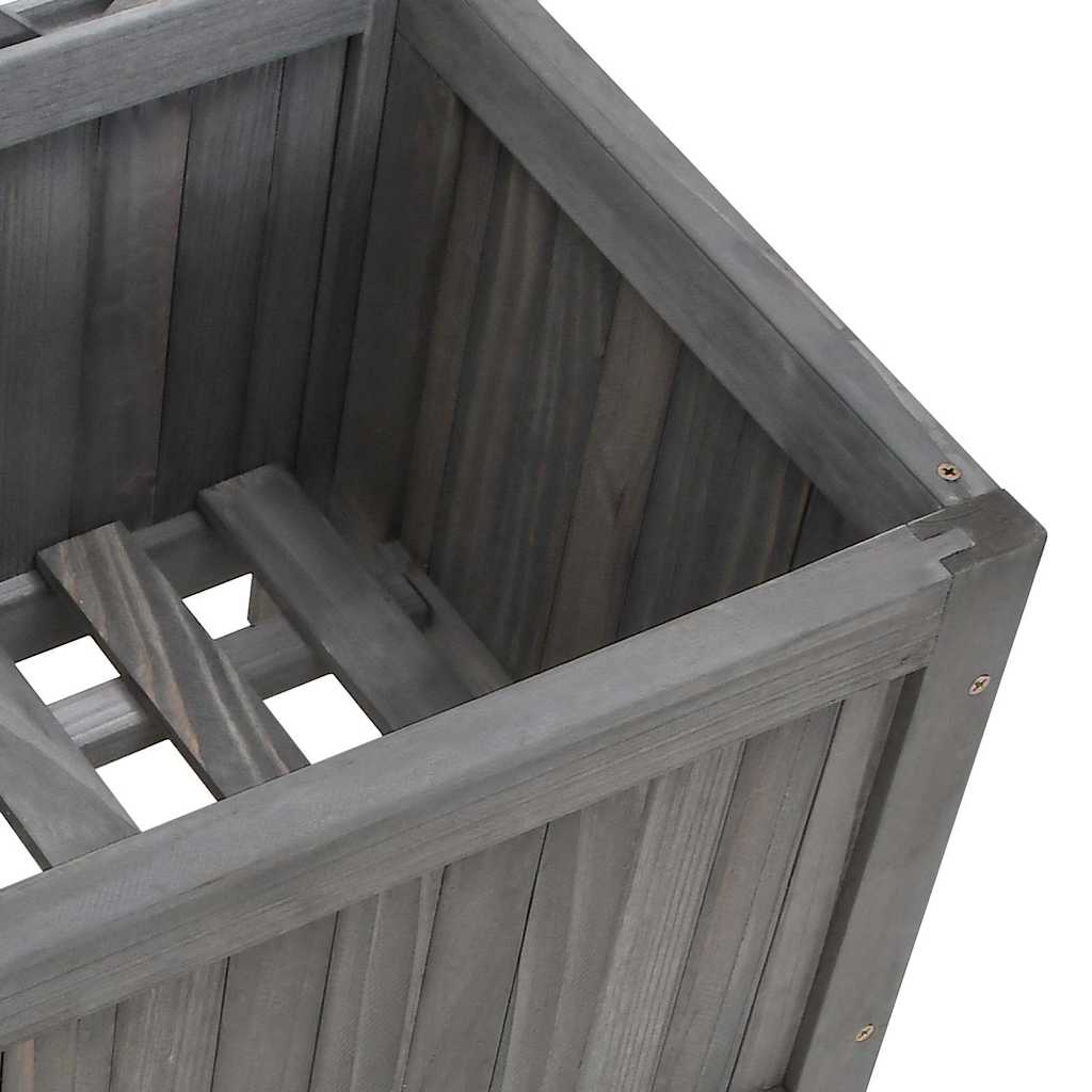 Planter with Trellis Grey 40x30x90 cm Solid Wood Fir