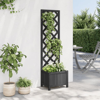 Planter with Trellis Black 40x30x135 cm cmSolid Wood Fir