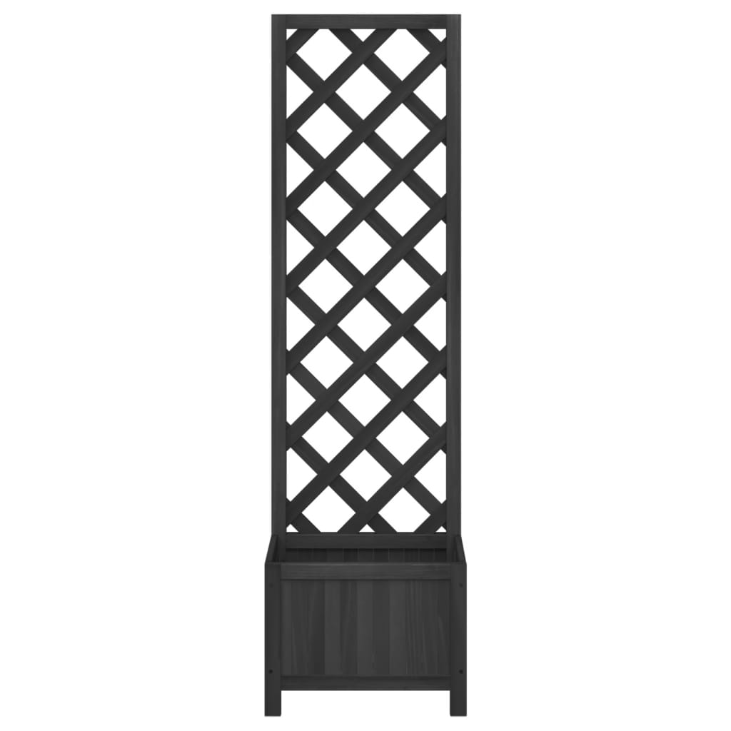 Planter with Trellis Black 40x30x135 cm cmSolid Wood Fir