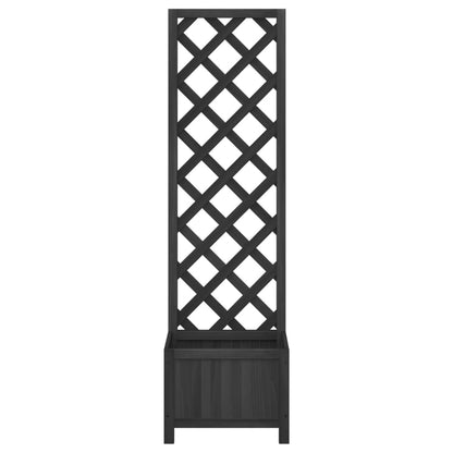 Planter with Trellis Black 40x30x135 cm cmSolid Wood Fir