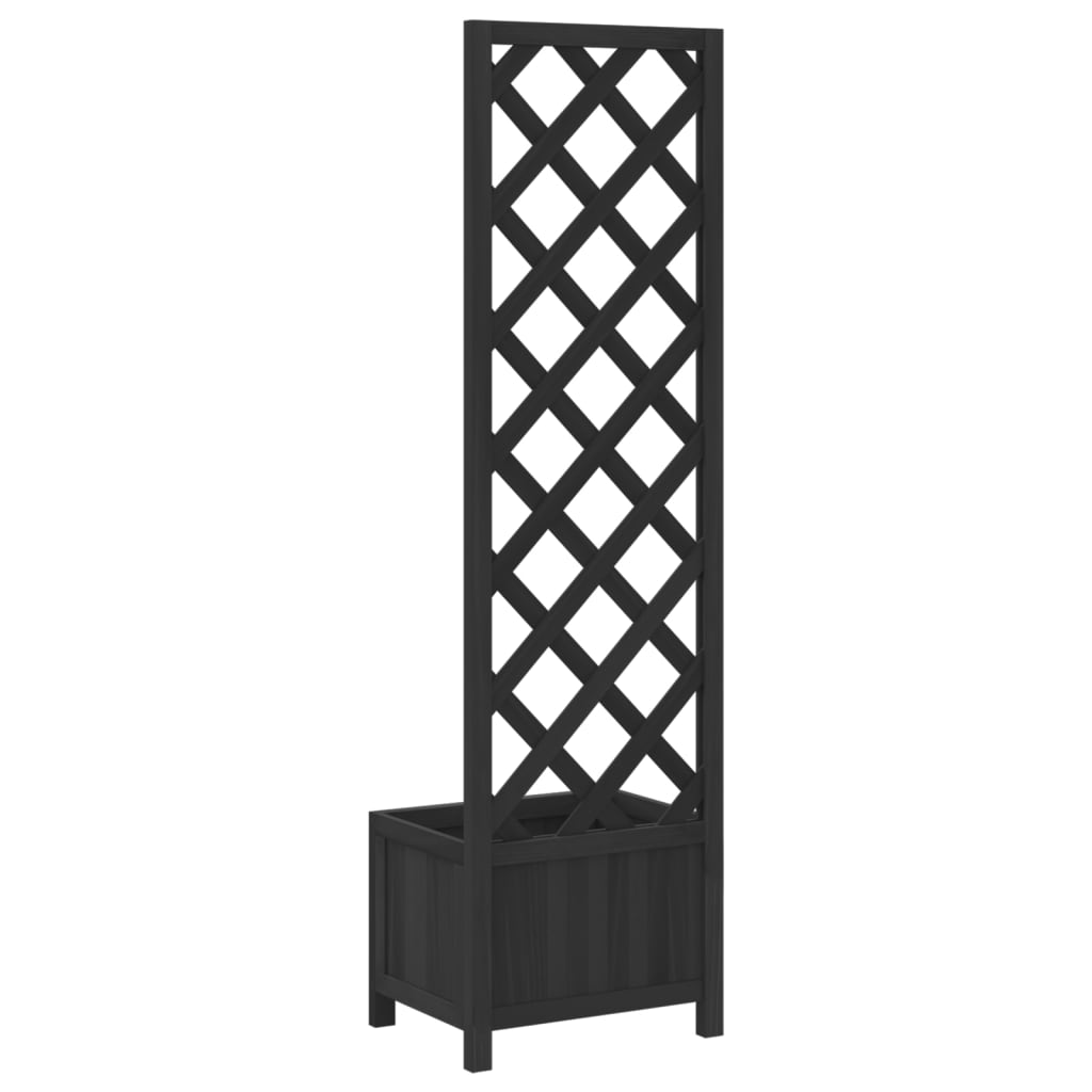 Planter with Trellis Black 40x30x135 cm cmSolid Wood Fir