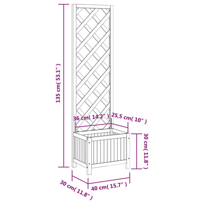 Planter with Trellis Black 40x30x135 cm cmSolid Wood Fir