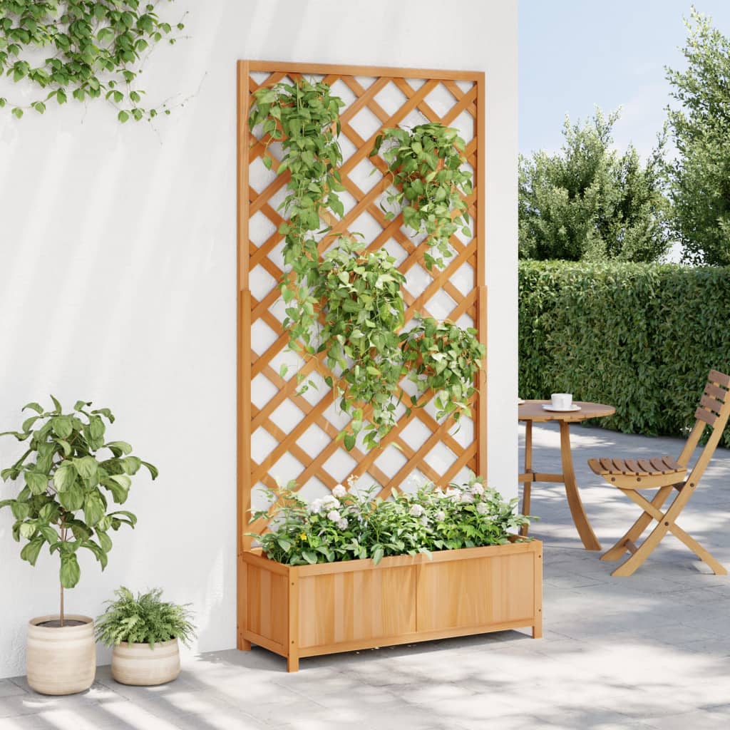 Planter with Trellis Brown 90x35x180 cm Solid Wood Fir